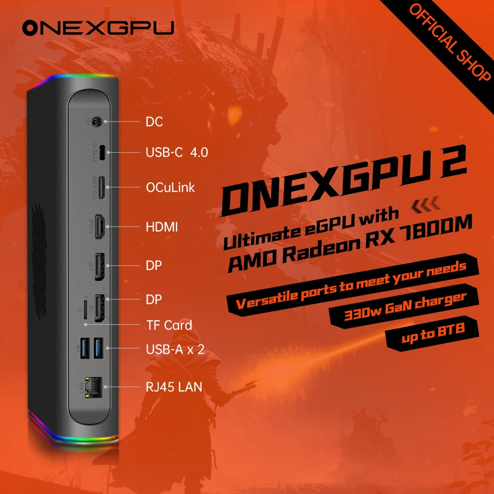 Il più recente Onexplayer Gpu esterno Onexgpu 2 con storage12GB AMD Radeon RX 780OM Dock di espansione grafica Oculink USB 4