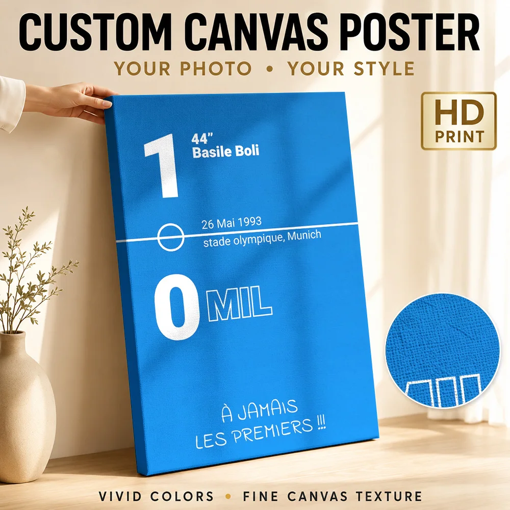 1993 European Soccer Final Score Canvas Poster Modern Style Canvas Wall Art With Customized Photo For Home Gym Ideal Coach Gift