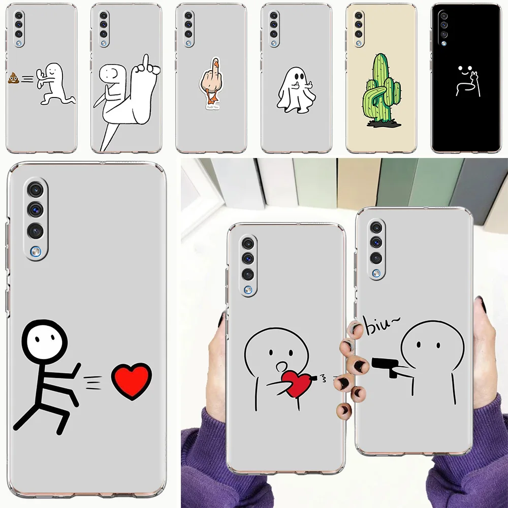 Phone Case For Samsung A56 A36 A26 A24 A16 A14 A12 A32 A50 A70 A20E A22 A40 A34 A54 A42 A52 5G A04s A06 Cover Cute Middle Finger
