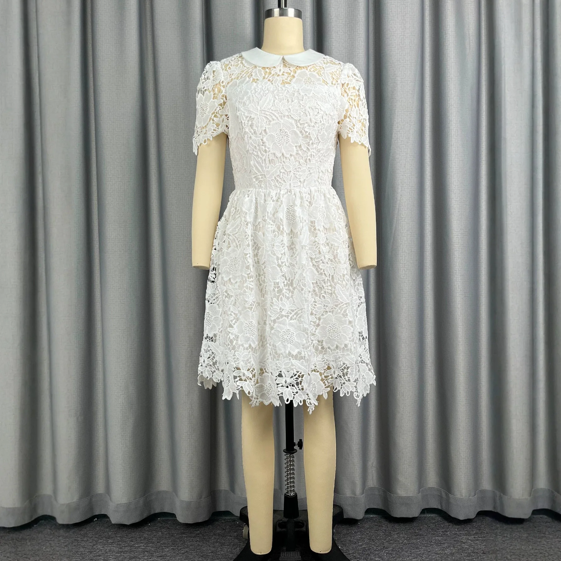 African Dresses for Woman Turn Down Collar Short Sleeve A Line Wedding Guest Graduation Casual Daily Office Party Africa Dress