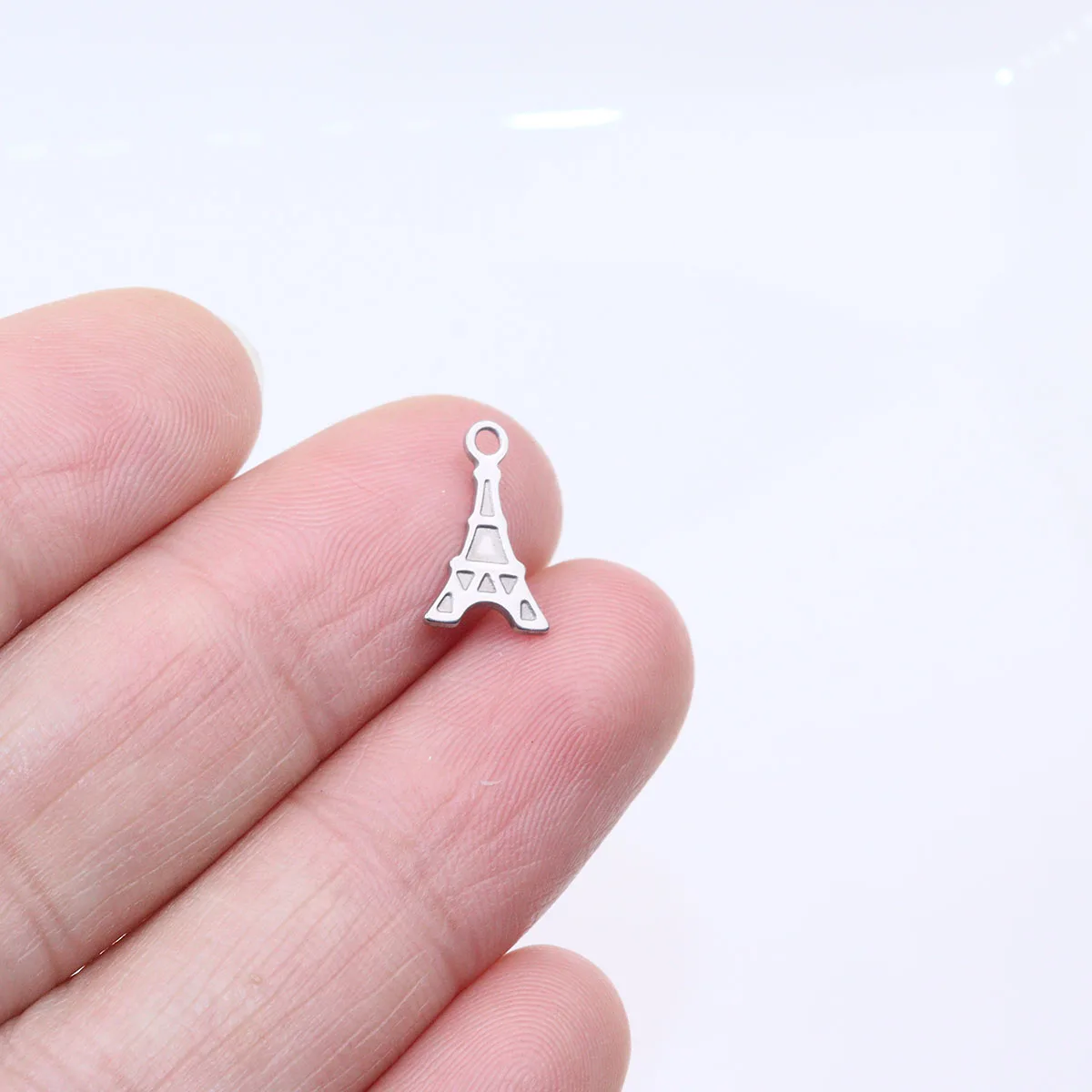 50/10pcs 12*7mm Wholesale StainlessSteel Mini Tower Dangling Charms DIY Anklets Earrings Bracelets Unfading Colorless 2 Colors