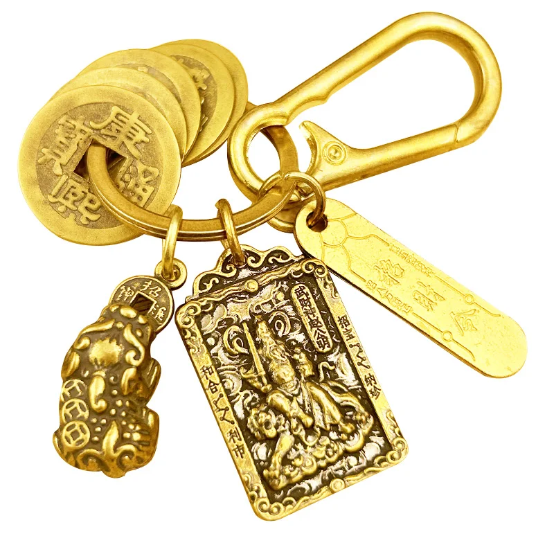 pure-copper-keychain-luy-charm-zodiac-animal-design-attraction-wealth-yellow-bronze-phoebe-creative-gift-festival-supplies