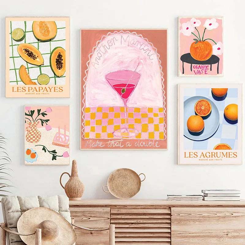 2026 Nuevo Póster y Cuadros de Galería con Flores Retro, Coloridos y Divertidos, Arte de Pared Sencillo, Cuadros de Pared con Pintura de Diamantes para Sala de Estar