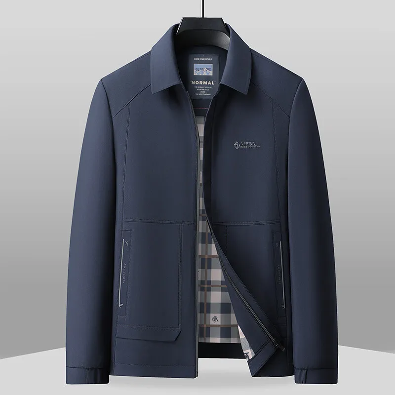 

Весенняя мужская куртка 2024, трендовые простые деловые повседневные куртки, однотонные универсальные ветрозащитные пальто с лацканами, социальная мужская одежда