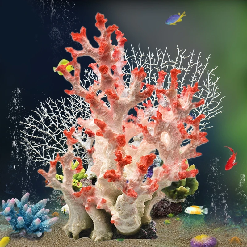 Aquarium Coral Ornaments DIY Fish for Tank Decoration Artificial Large Plant Resin Ornament Eco-friendly Safe and Harmle