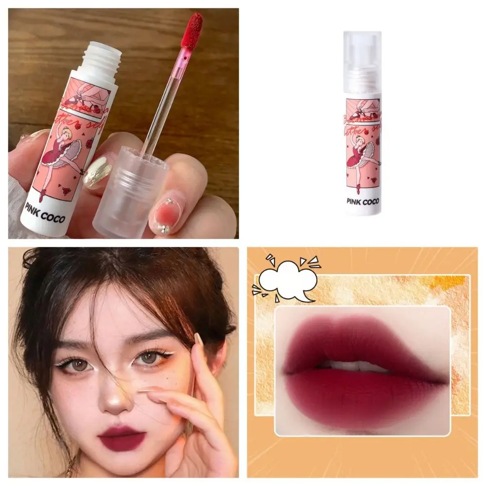 Brillo de labios de chica cómica de larga duración, ingredientes naturales respetuosos con la piel, lápiz labial de terciopelo brumoso mate, duradero y seguro