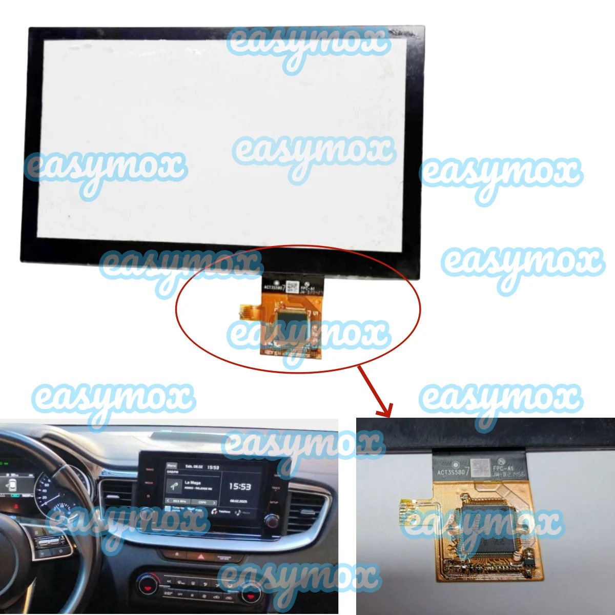 Touch Digitizer Only for 2021-2022 Hyundai Tucson Xceed CC96111000 Heads-Up Display Screen Replacement
