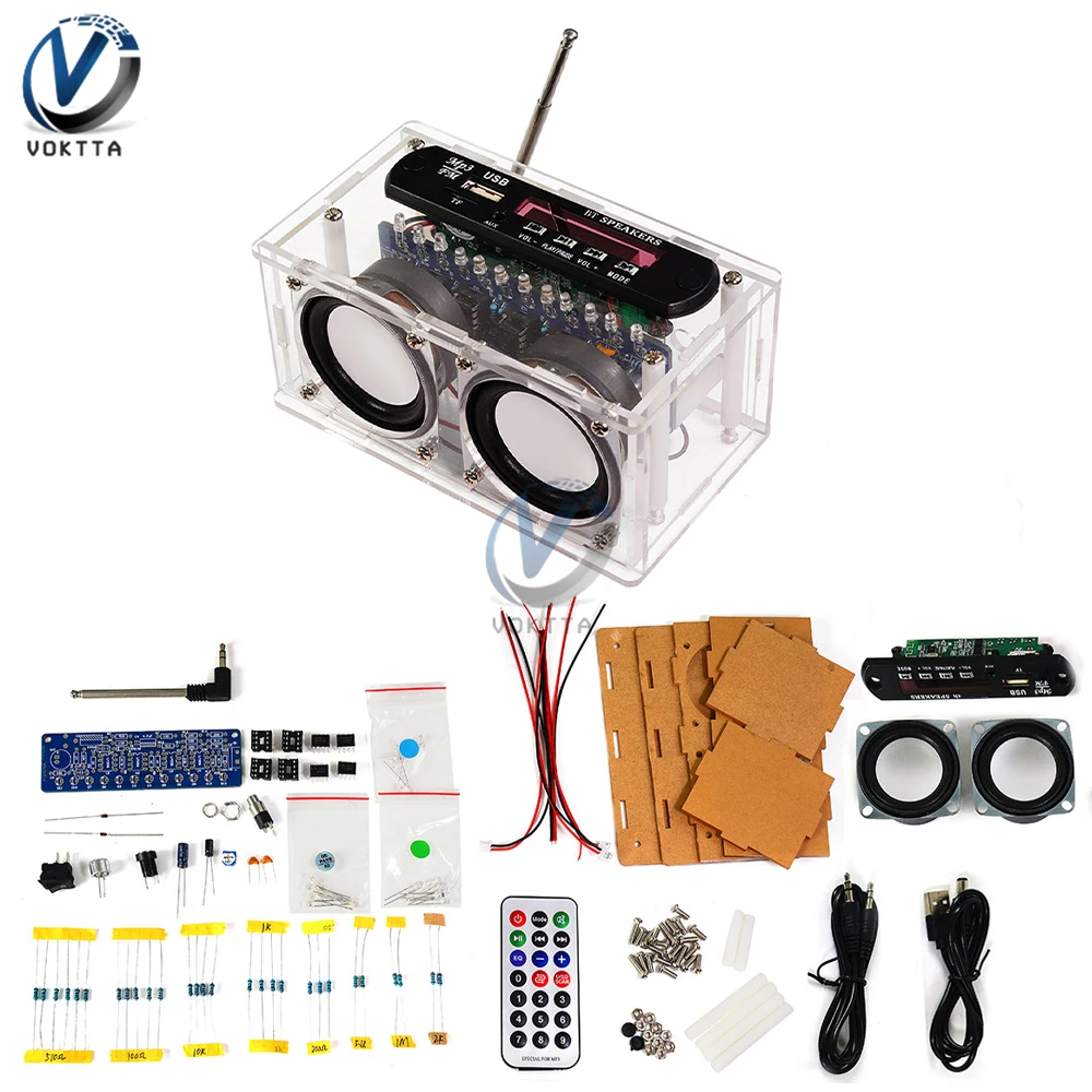 DC 5 В DIY Bluetooth комплект динамиков 87,5-108 МГц FM-радио комплект DIY паяльный проект комплект обучающая практика Bluetooth стереодинамик