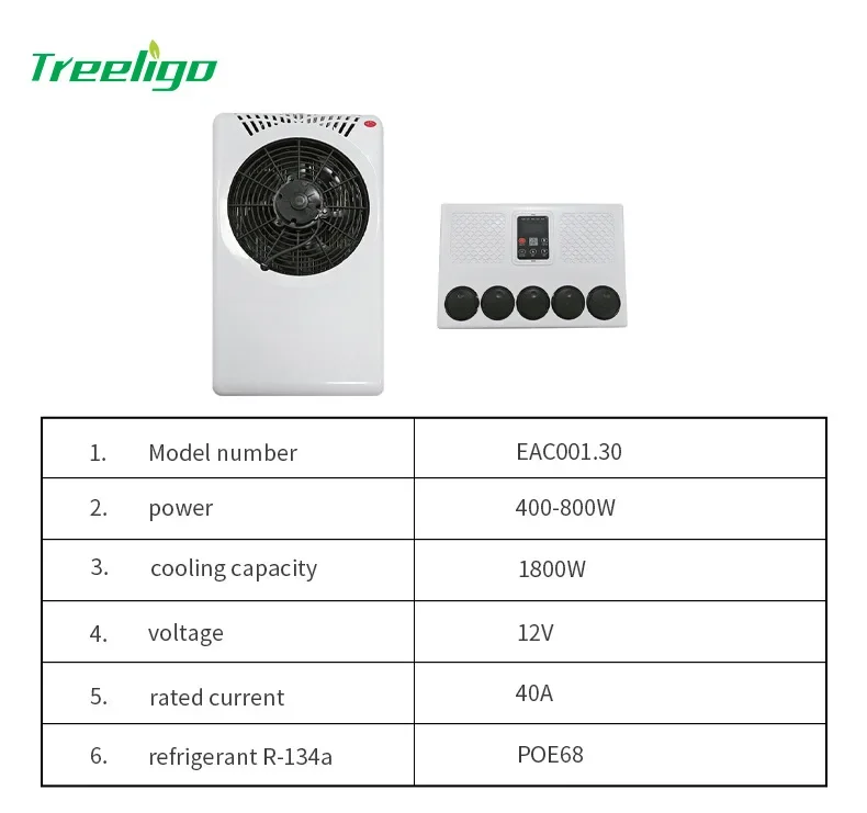 Treeligo 10500BTU 12V/24V Car Parking Air Conditioner electrical Split Air AC Unit For RV Truck Tractors Van Motorhome Camper