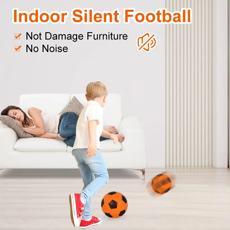 Size 2/3 Silent Football for Child Indoor Sports Game PU Foam Soccer Ball No Noise Bouncing Ball Suitable for 1-10 Years Old Boy