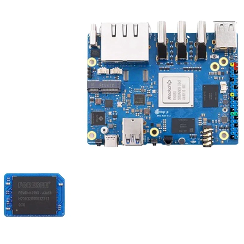 For Orange Pi 5 Plus 8GB RAM+256GB Emmc Module RK3588 Octa-Core 64-Bit Supports 8K Video 2.5G Supports Wifi6 BT Module Parts