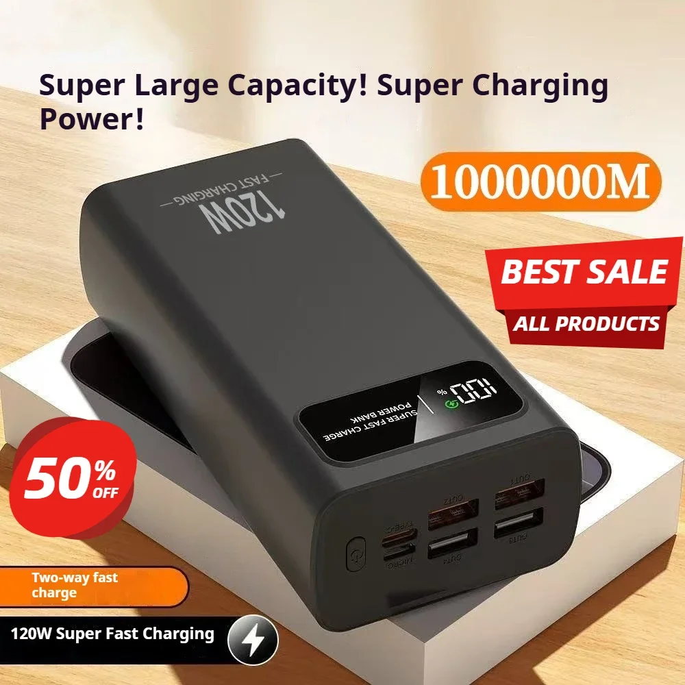 

100000m 3C certified genuine 120W super fast charging power bank with ultra