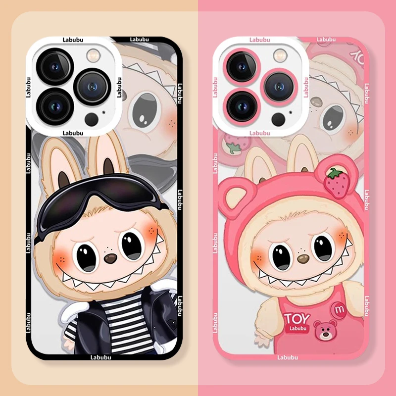 Kawaii Cute Labubu Soft Silicone Case For Samsung Galaxy S24 S23 S22 Ultra S21 S20 FE Note 20 10 Plus A15 A25 A35 A55 Back Cover