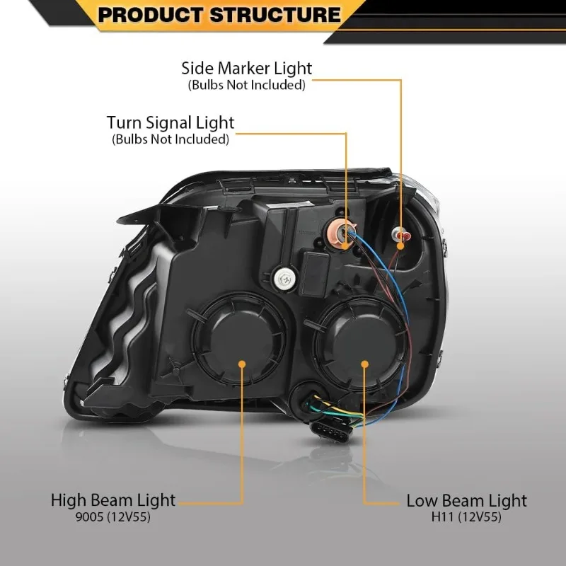 مجموعة المصابيح الأمامية المتوافقة مع GMC Terrain SLE/SLT 2010-2015، Fit GMC Terrain SL 2015، عدسة شفافة من الكروم الإسكان العنبر