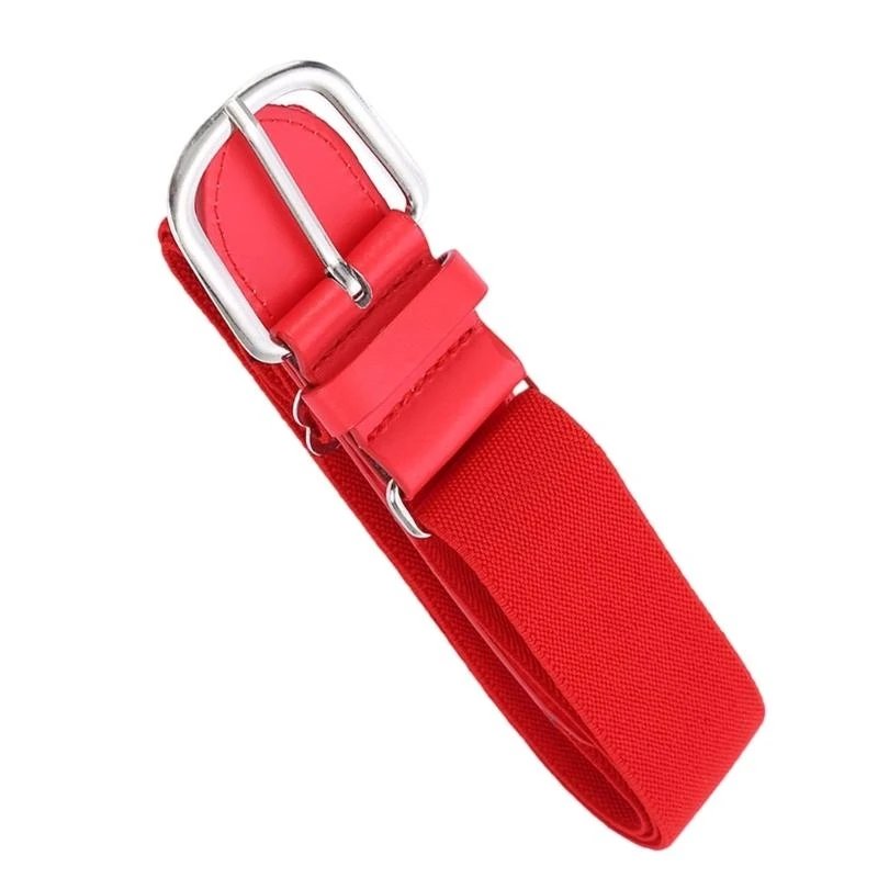 

652F Fashionable Elastic Belt Youth Baseball Softball Waist Belt Adjustable Length Metal Buckle Decor Solid Color for Boys