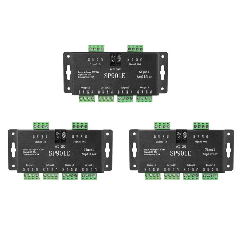 3X SP901E LED Pixel SPI Signal Amplifier Repeater Addressable LED Strip And Dream Color Programmable LED Matrix Panel