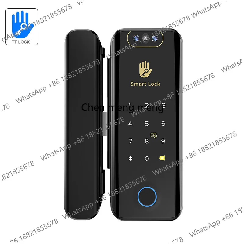TTLock Face Recognition Lock Brass Color Smart Glass Door Lock Ttlock Lock Remote Controller with Camera for Office
