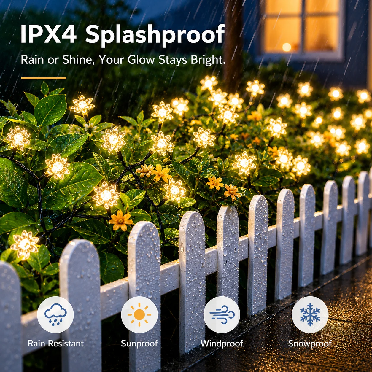 Solar Lotus String Lights 5M/20LED 7M/50LED 12M/100LED 8 Modes Outdoor Fairy Lights for Garden Patio Christmas Decor