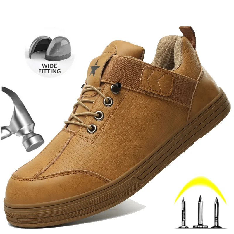 Scarpe antinfortunistiche con punta in acciaio scarpe da lavoro antiscivolo da uomo stivali da uomo antiforatura tomaie in pelle antiurto Sneakers