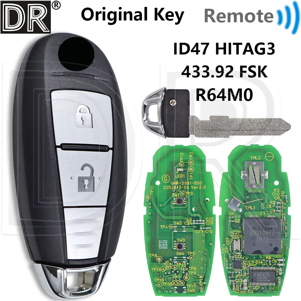 

Great Original R64M0 ID47 Chip 433MHz 2013DJ1464 Proximity Car Remote Control Key For Suzuki Vitara Ciaz 2015-2019