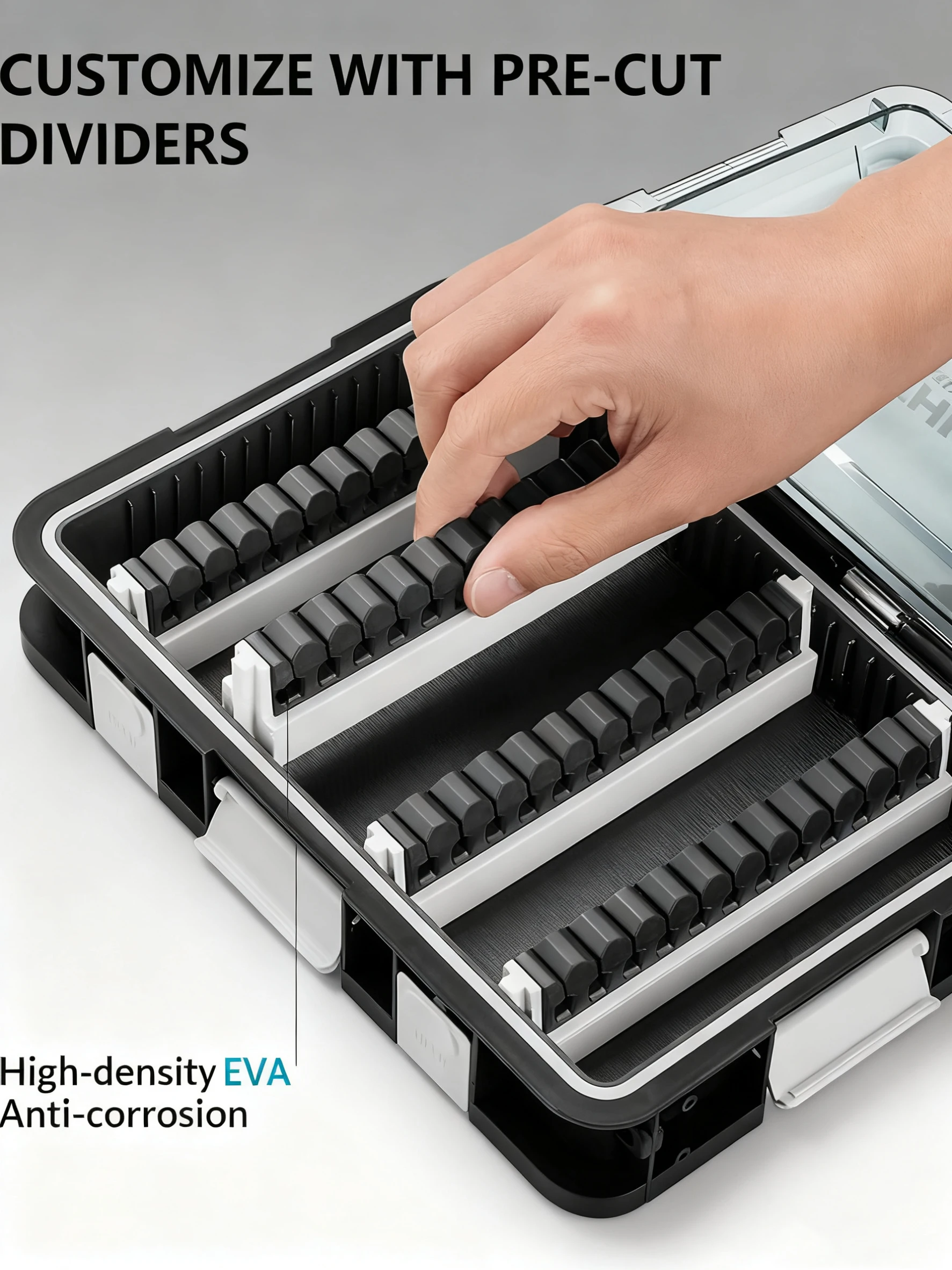 Органайзер для коробки для снастей, коробка для рыболовных снастей, органайзер для хранения на открытом воздухе для рыбалки со съемными разделителями, коробка для приманок, пластик/силикон