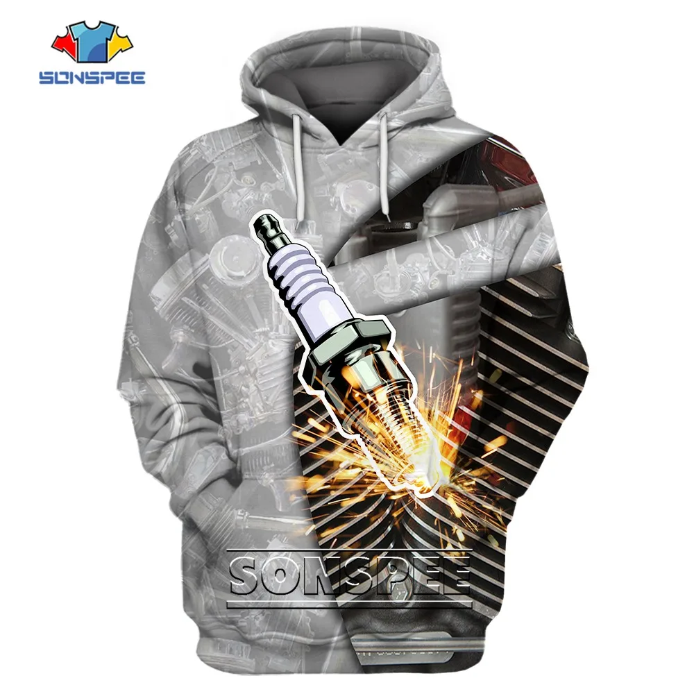 

SONSPEE Boxer Engine 3D Printed Hoodie Men Women Punk Retro Mechanical Clothing Long Sleeve Turbo Explosive Car Motor Tops