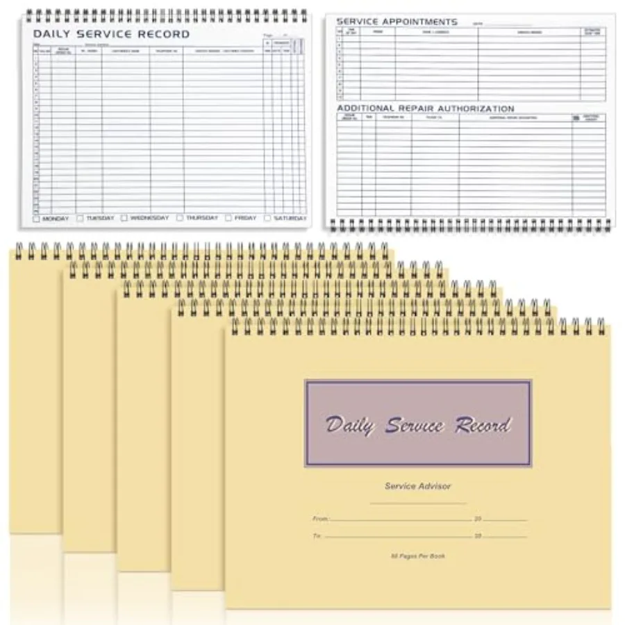 5 Pcs Daily Service Record Book 8.5 x 11 Inch Activity Log Book Notepads 80 Pages Daily Planner to Do List for Tracking Appoint