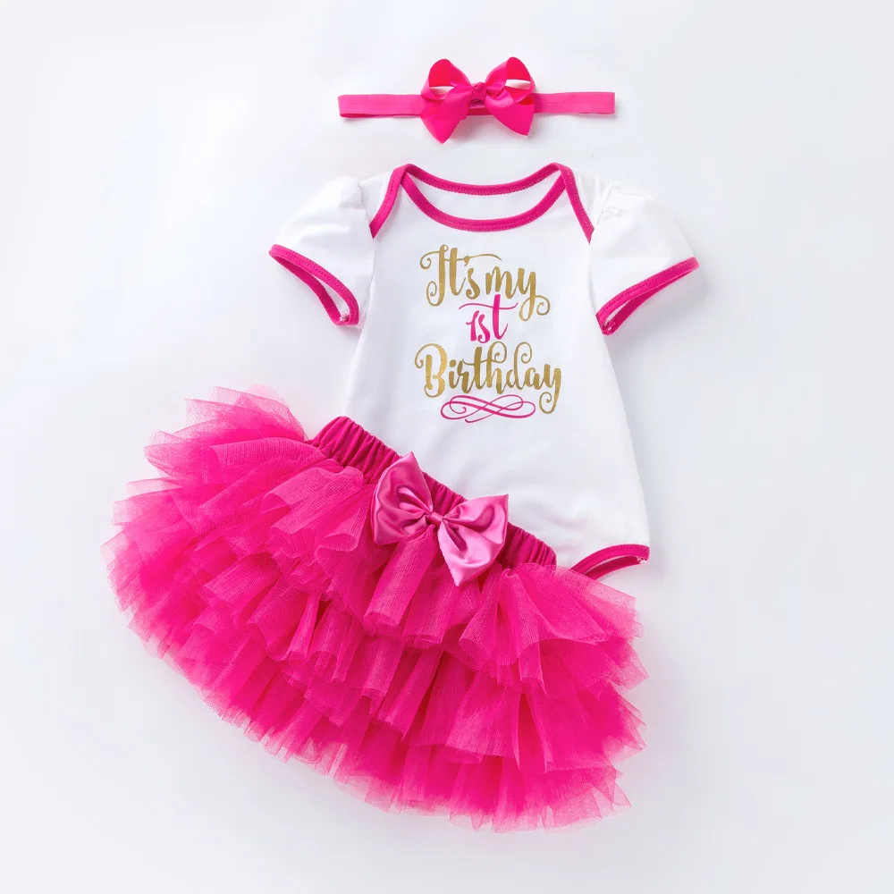 

New Born Baby Clothes 4pcs Party Clothes Its My Birthday Dress Tutu Skirt