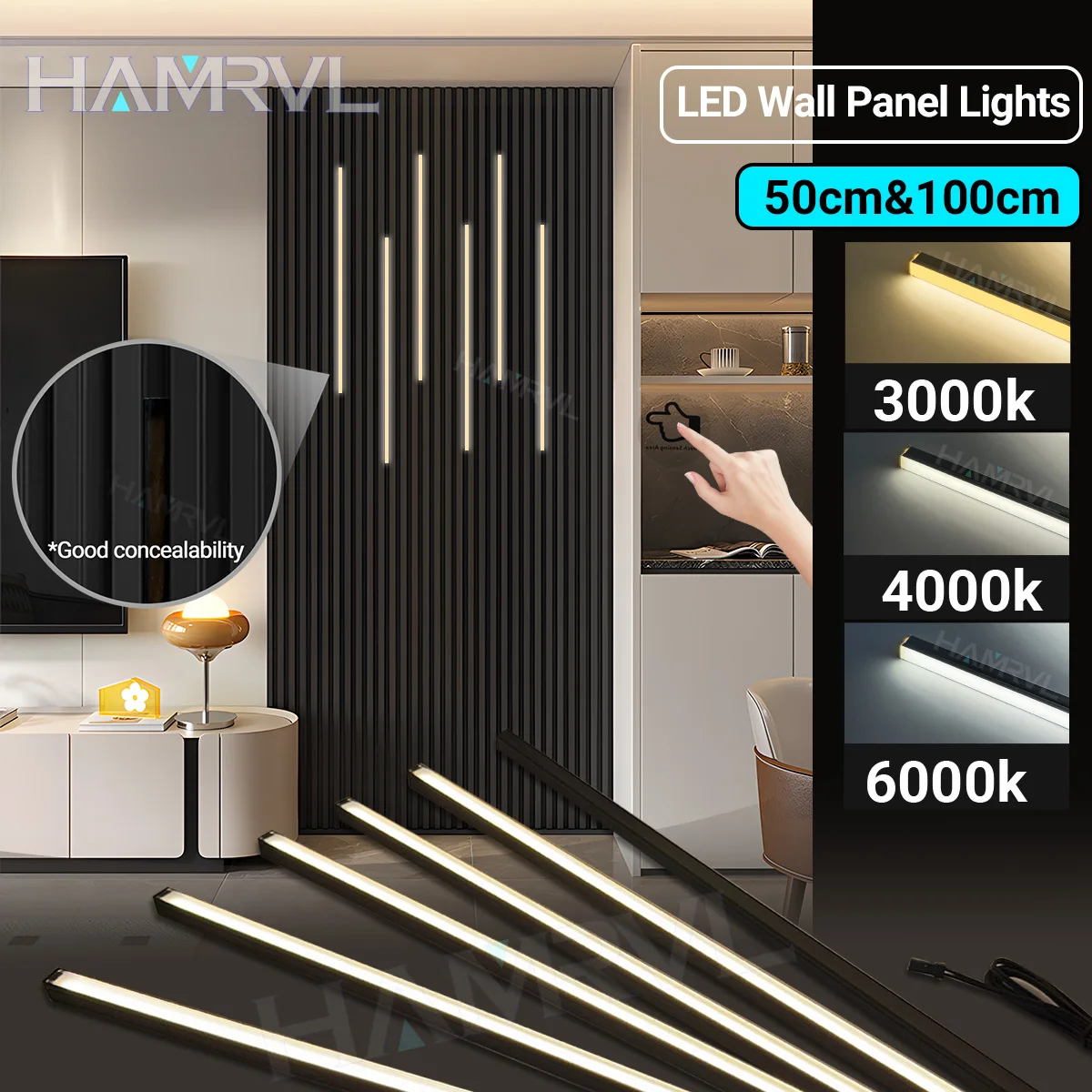 led-バー照明-スラットウッド-スラットウォール用-平行貫通可能センサー-ドリル不要-粘着式ストリップライト-キャビネット-キッチン-デコランプ