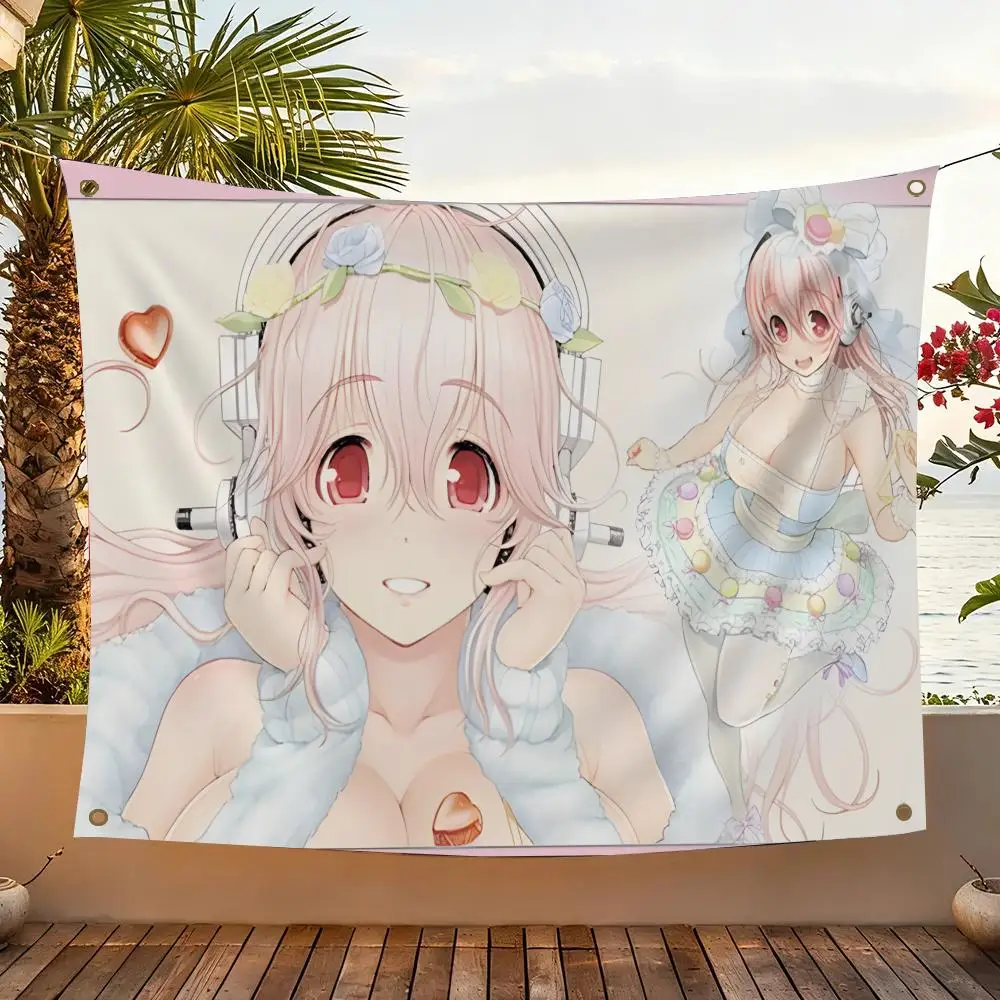 Character Super Sonico Flags Home Yard & Garden Decor Banner – Wandhängende Flagge für den Innen- und Außenbereich – Detail 3