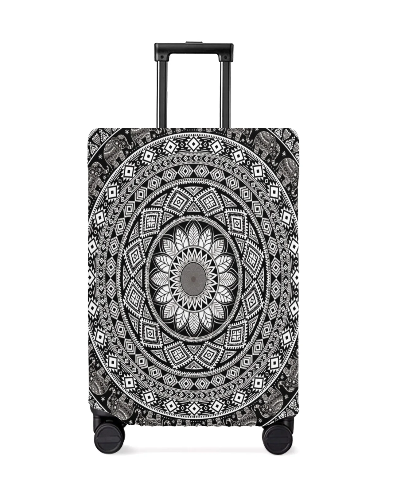 

Black Boho Mandala Travel Luggage Protective Cover for 18-32 Inch Travel Accessories Suitcase Elastic Dust Case Protect Sleeve