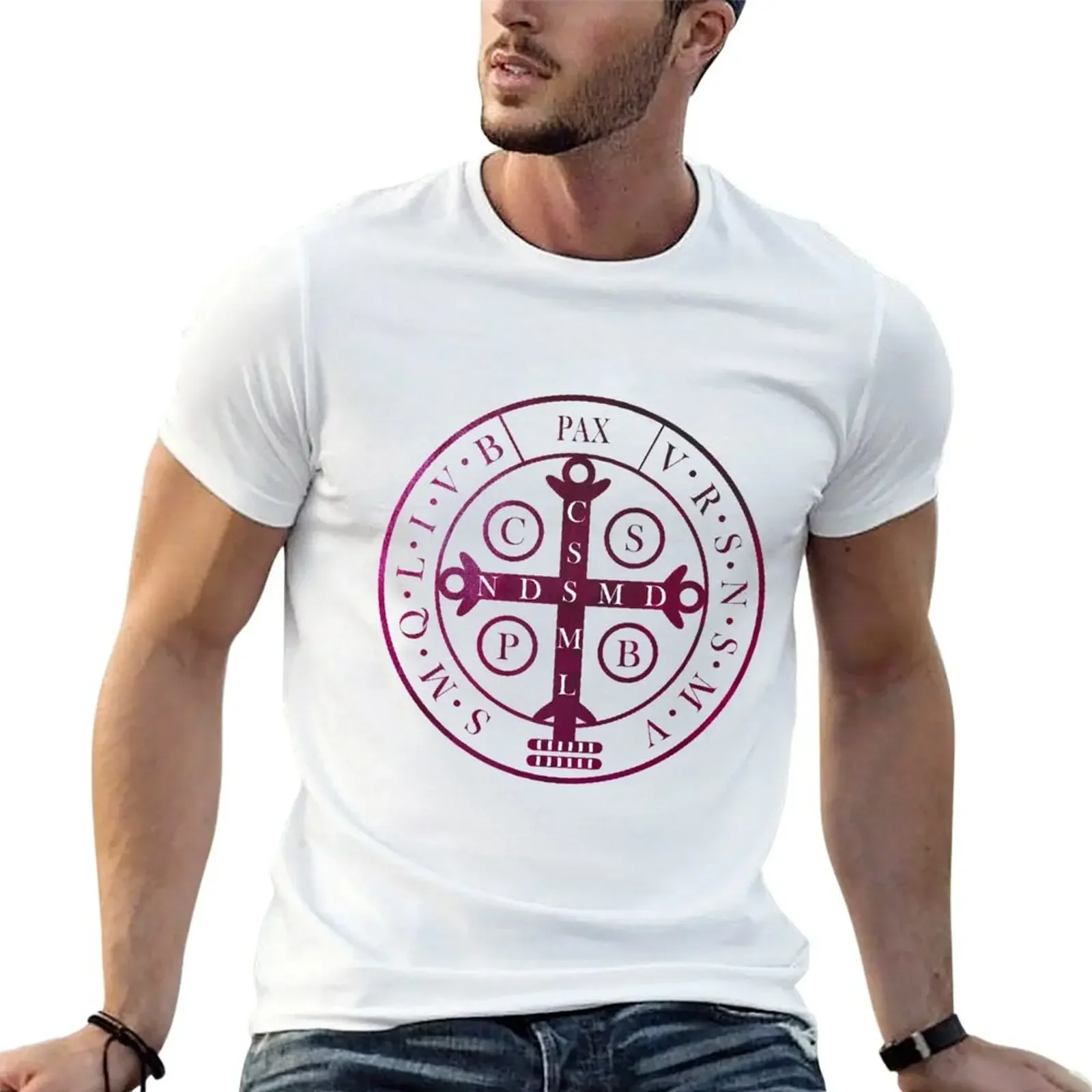 Saint Benedict Medal T-Shirt graphics anime t shirts custom t shirt t shirt men 100℅ cotton