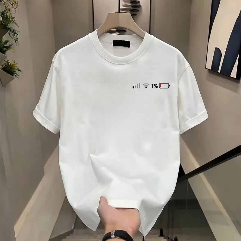 Less Than 1% Electric Printed T-shirt Simple Men's and Women's Short Sleeved Summer Ins Fashion Creative Short Sleeved Shirt