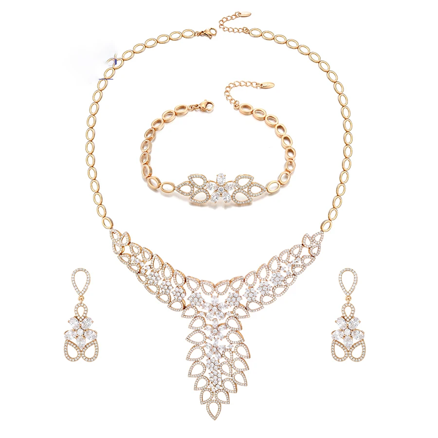 

Xuping Jewelry Luxury New Arrival Charm Flower Necklace Earrings Set for Women Girl Party Wedding Gift 14SET255226
