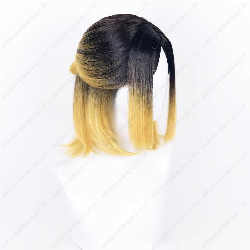 Anime Kenma Kozume Cosplay Perücke 35cm lange goldene färbende schwarze Perücken hitze beständige synthetische Haare Halloween Party gebundene Perücken