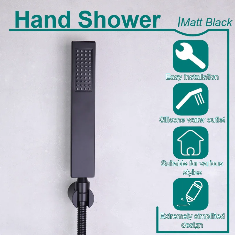 Straight  Handheld Shower Set Bathroom G1/2 Thread High Quality Stainless Steel Brushed Gold White