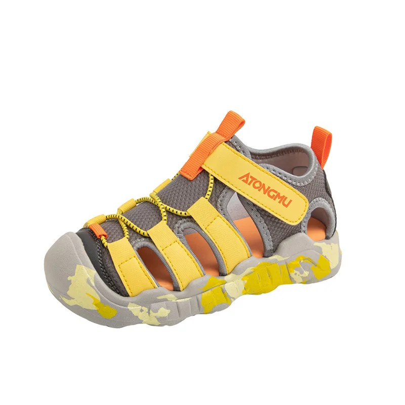 

Детские летние новые спортивные сандалии для девочек, уличная походная пляжная обувь для мальчиков, дышащие противоскользящие детские сандалии с круглым носком и защитой от столкновений