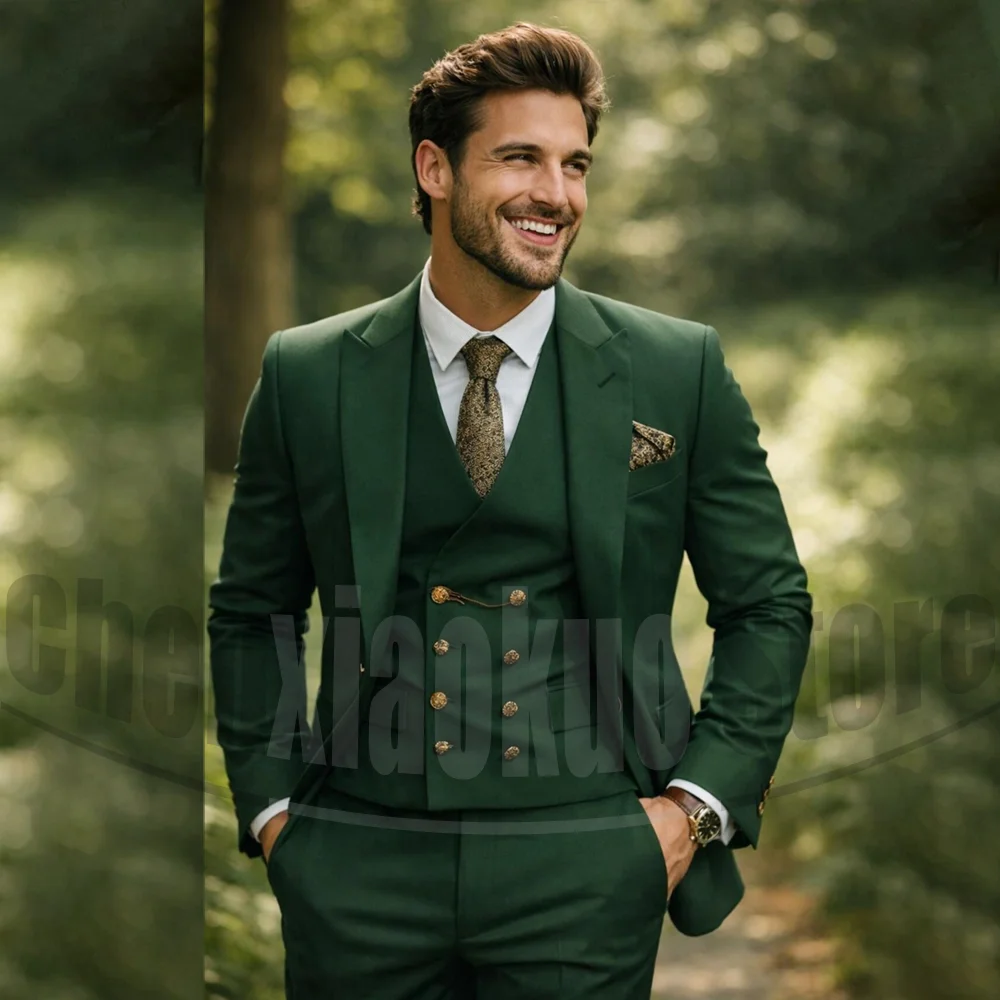 

Men Suit 3 Piece Single Breasted Slim Fit Outfit Formal Business Blazer Pants Vest For Wedding Groom Prom Banquet Tuxedo