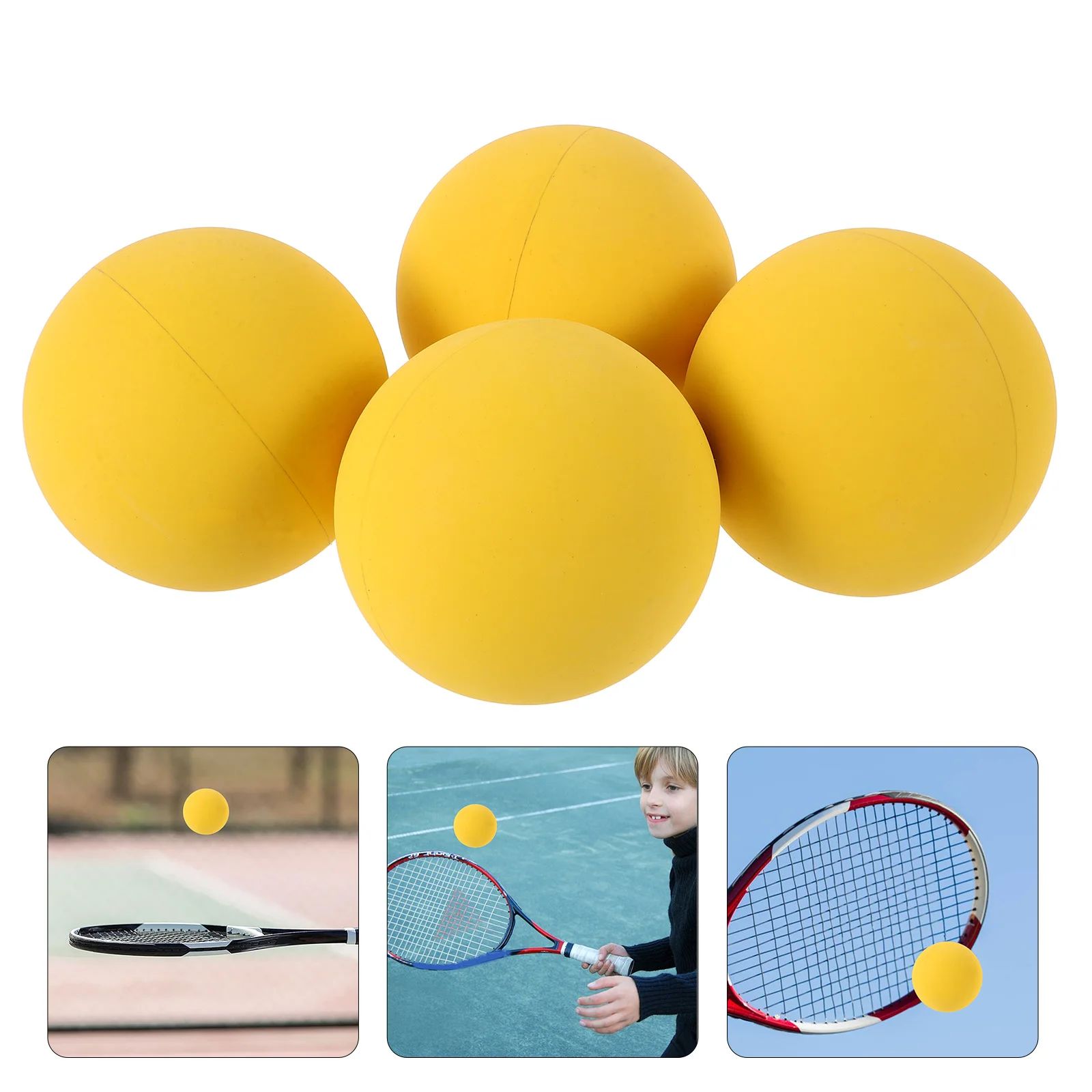 

4pcs High Elasticity Training Balls Yellow Rubber Rebound Sports Ball For Kids Practice Portable Bouncing Ball Game Playground