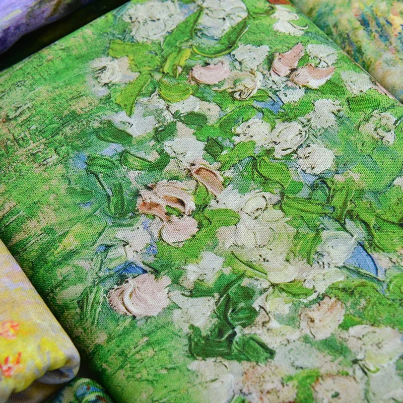 145x50cm Pure Cotton Fabric 20s Handmade DIY for Book Jacket Mouth Storage Table Flag Door Curtain Oil Painting Theme view 4