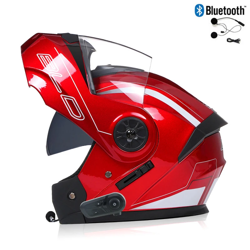 yZ[zBluetooth YI[goCwbgttFCXJXRI[goC}gNX Kask tbvAbv Casque De Moto DOT F BLD
