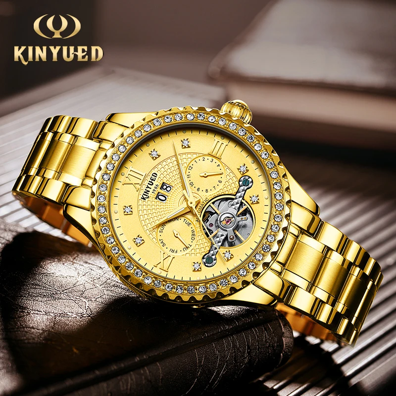 ساعات KINYUED Novel للرجال، ساعات رجال الأعمال، ساعات رجالية أوتوماتيكية بالكامل، ساعات ميكانيكية توربيون، ميكانيكية للرجال