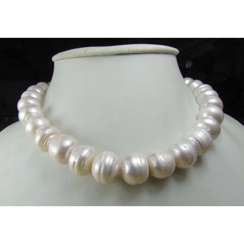 11-12Mm White Natural South Sea Baroque Pearl Necklace Pop Fashion Temperament Women's Necklace 18 Inches -