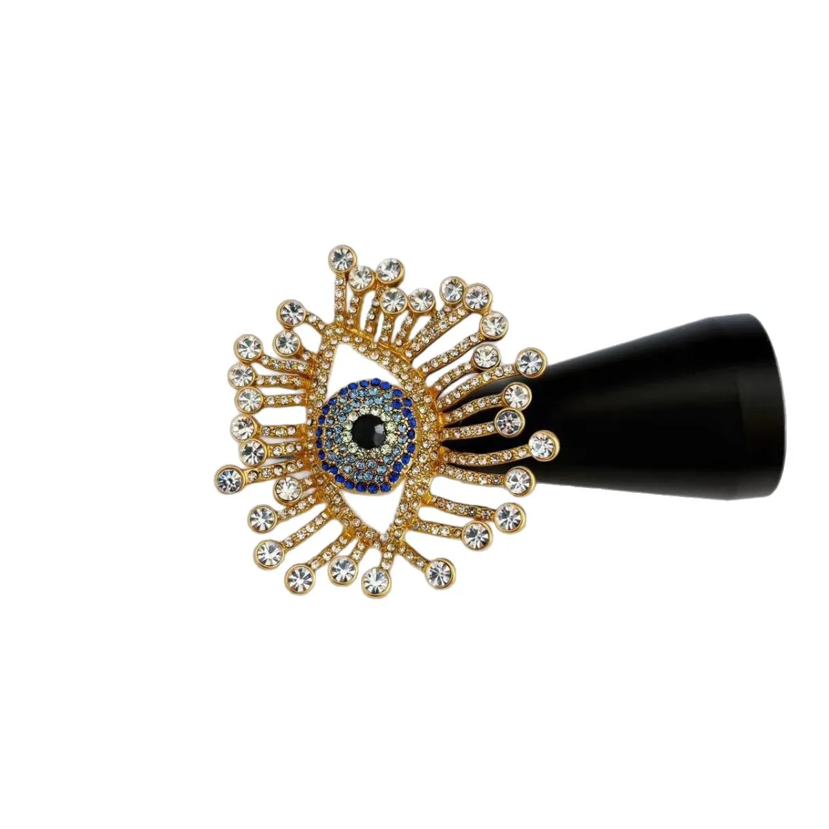 

Evil Eye Open Ring，Long Eyelash Full Zircon Design, Brass Statement Jewelry Gift for Women