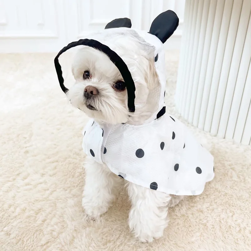 Full Print Polka Dot Dog Poncho Pet Rain Leashable Waterproof Two-legged Cape Puppy Poncho four Seasons Universal Clothes