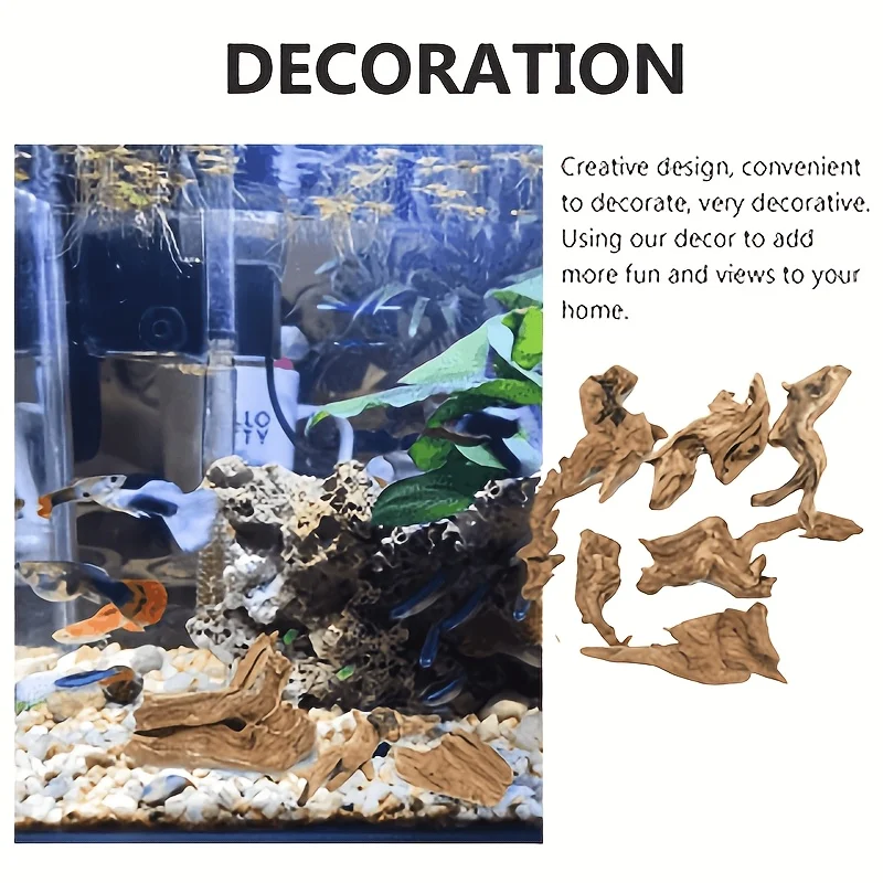 8 Stück (5,01–10,02 cm) Aquarium-Landschaftsgestaltungswerkzeug, für Fischbecken, Reptilienbecken und Terrarien, kleines Treibholz für Aquarien zum Klettern – Detail 7