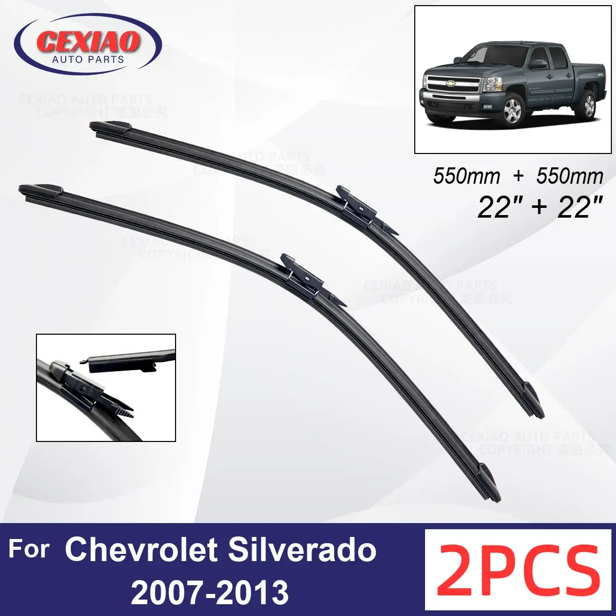 

Car Wiper For Chevrolet Silverado 2007-2013 Front Wiper Blades Soft Rubber Windscreen Wipers Auto Windshield 22"+22"