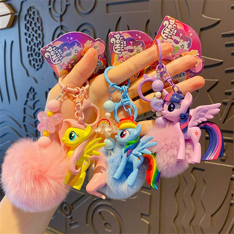 My Little Pony Plush Ball Keychain Twilight Sparkle Pinkamena Diane Pie Fluttershy Rarity Rainbow Dash Cartoon Toy Accessories