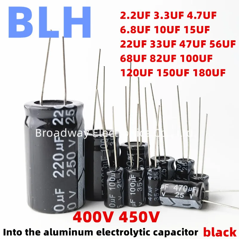 2-50PCS Aluminum Electrolytic Capacitor 400V 450V 2.2UF 3.3UF 4.7UF 6.8UF 10UF 15UF 22UF 33UF 47UF 56UF 68UF 82UF 100UF 120UF