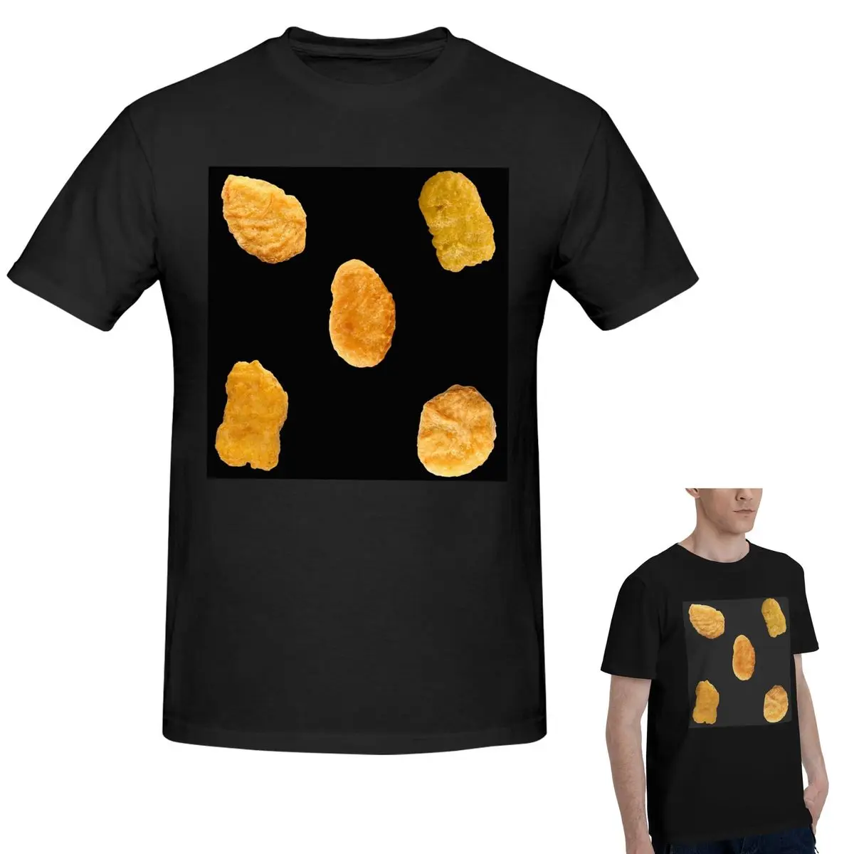 

Футболка из 100% хлопка со вкусом куриных наггетсов, мужская модная футболка большого размера, мужские летние рубашки с круглым вырезом, топы, S-6XL